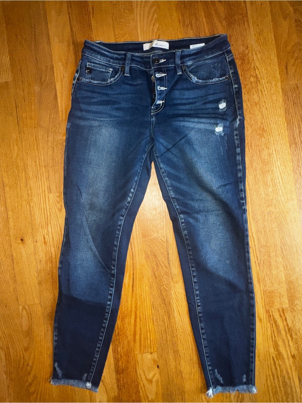 KanCan Dark Blue Distressed Ankle Jeans